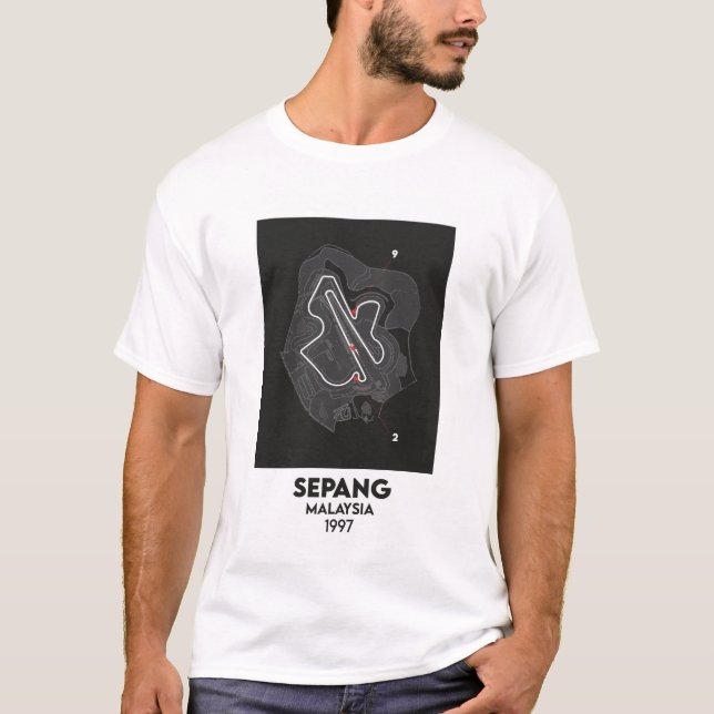 Camiseta Mapa do circuito Sepang do MotoGP da Malásia (Frente)