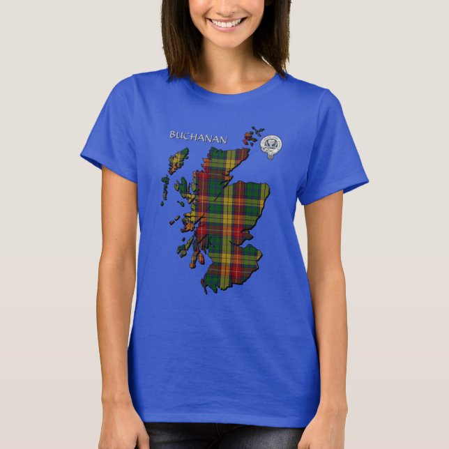 Camiseta Mapa do Clan Buchanan Crest & Tartan (Frente)