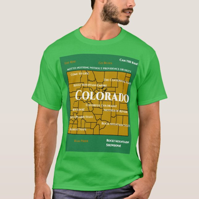 Camiseta Mapa do Colorado design T-Shirt (Frente)