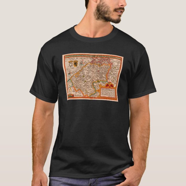 Camiseta Mapa do condado da Flandres (1609) (Frente)
