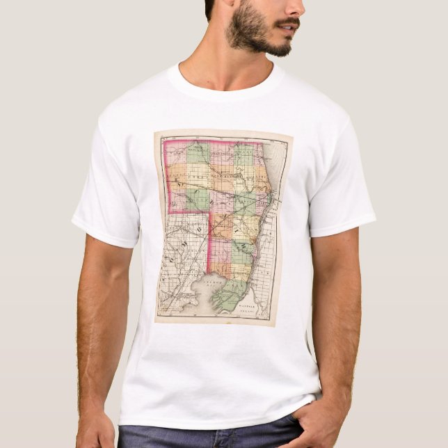 Camiseta Mapa do condado de Clair da rua, Michigan (Frente)