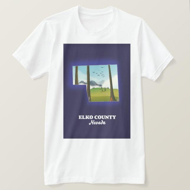 Camiseta Mapa do Condado de Elko Nevada (Frente do Design)
