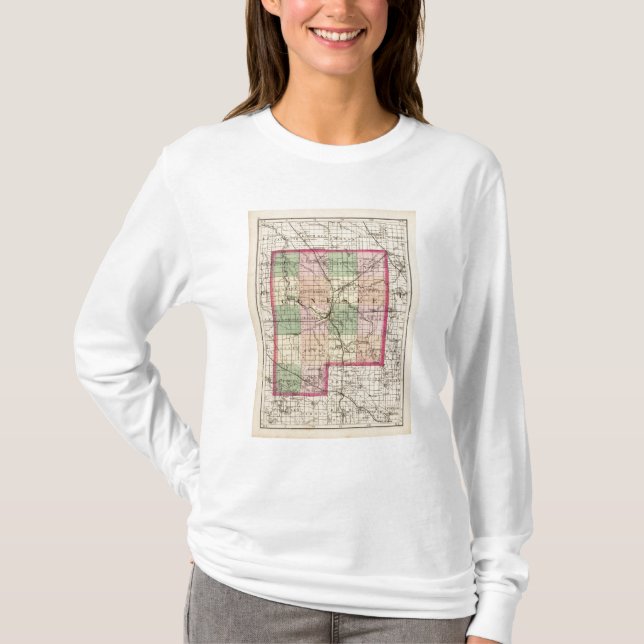 Camiseta Mapa do Condado de Genesee, Michigan (Frente)