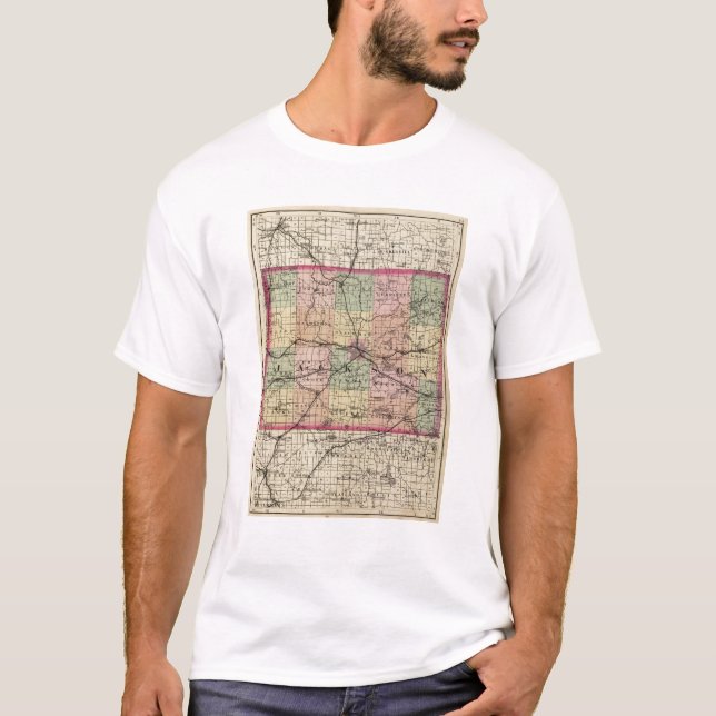Camiseta Mapa do Condado de Jackson, Michigan (Frente)