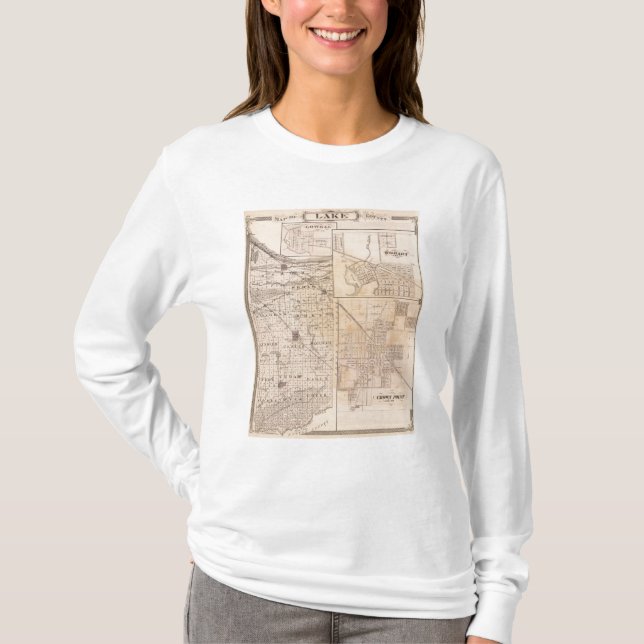 Camiseta Mapa do Condado de Lake com Lowell (Frente)