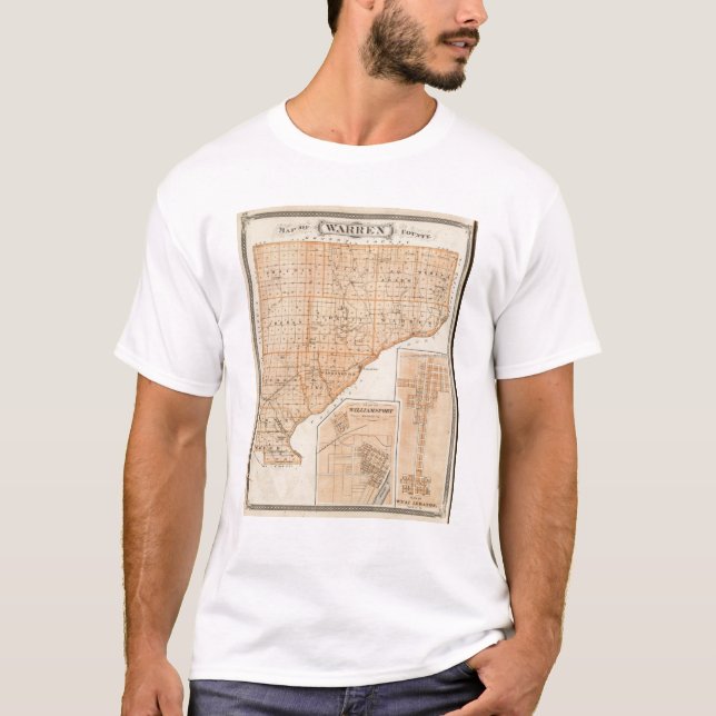 Camiseta Mapa do Condado de Warren com plano de Líbano (Frente)