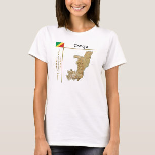 Camiseta Mapa do Congo-Brazzaville + Pavilhão + Título T-Sh
