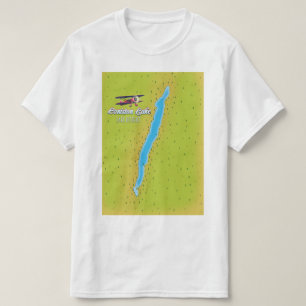 Camiseta Mapa do Coniston Water, região dos lagos, Inglater