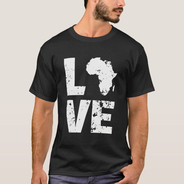 Camiseta Mapa do Continente Africano Eu Amo a África (Frente)