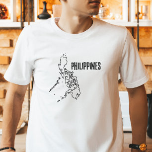 Camiseta Mapa do Contorno da Fronteira Limite do País Filip