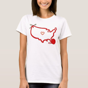 Camiseta Mapa do Coração de Tricô dos EUA – Amante de Fio A