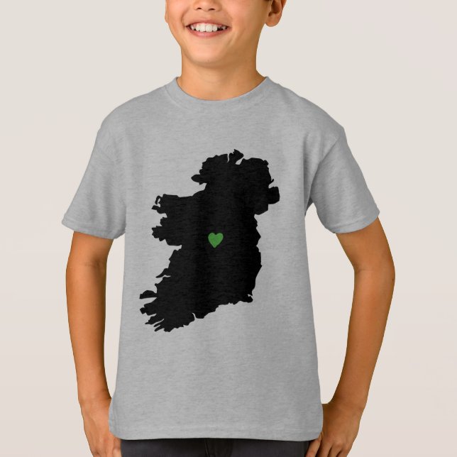 Camiseta Mapa do coração irlandês do verde do orgulho de (Frente)