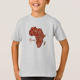 Camiseta Mapa do design dos pontos do girafa de ÁFRICA