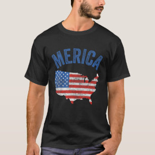 Camiseta Mapa Do Dia Da Bandeira Americana Em 4 De Julho Do