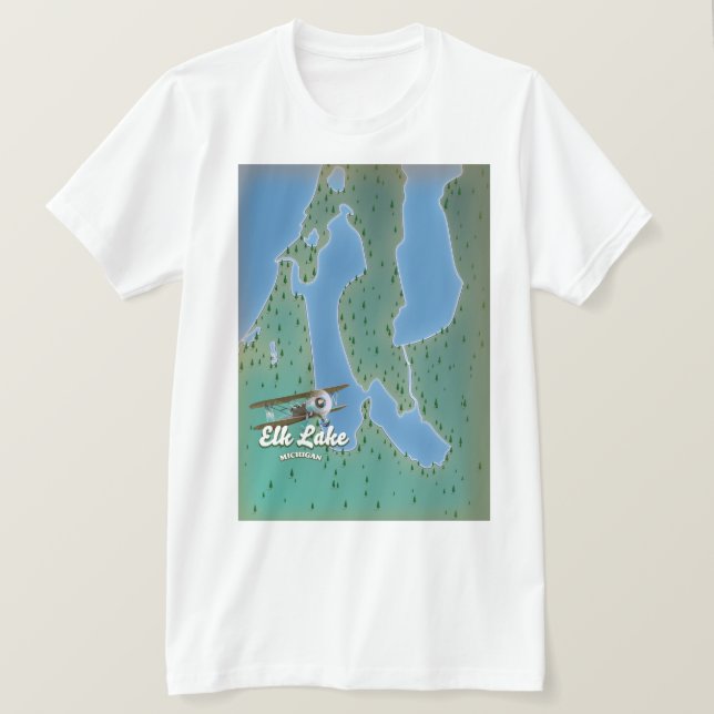 Camiseta Mapa do Elk Lake Michigan (Frente do Design)