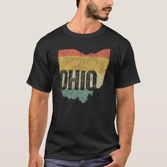 Camiseta Mapa do Estado Afastado do Retro Sunset Retro no O (Frente)