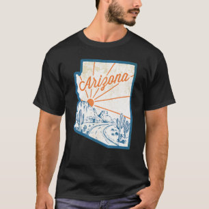Camiseta Mapa do Estado da Arizona do Vintage Desert Landsc