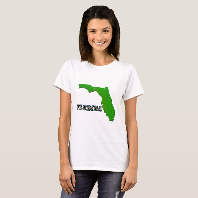 Camiseta Mapa do Estado da Flórida e Mapas de Texto (Frente Completa)