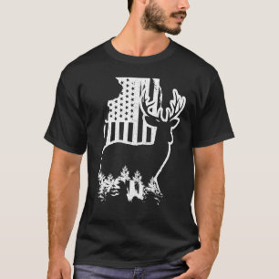 Camiseta Mapa do Estado de Caça ao Alce de Illinois Bandeir