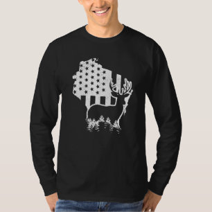 Camiseta Mapa do Estado de Caça ao Alce de Wisconsin Bandei