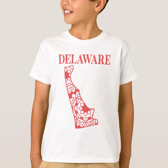 Camiseta Mapa do Estado de Delaware, feito em Delaware (Frente)