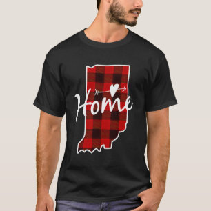 Camiseta Mapa do Estado de Indiana da Xadrez de Buffalo de