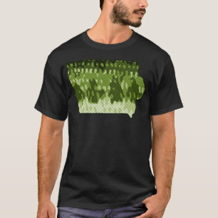 Camiseta Mapa do Estado de Iowa - Bass Pesca Largemouth Bas