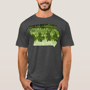 Camiseta Mapa do Estado de Iowa - Bass Pesca Largemouth Bas