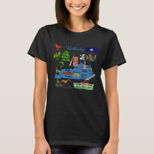 Camiseta Mapa do estado de Kentucky para as grandes cidades
