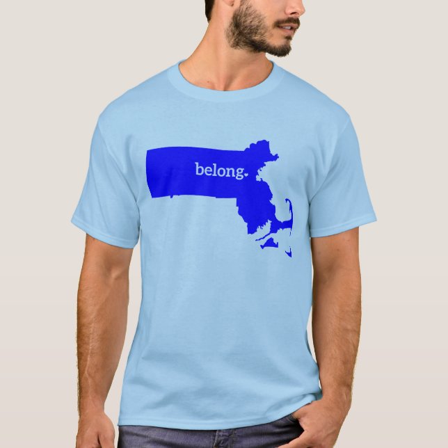 Camiseta Mapa do Estado de Massachusetts Belong (Frente)