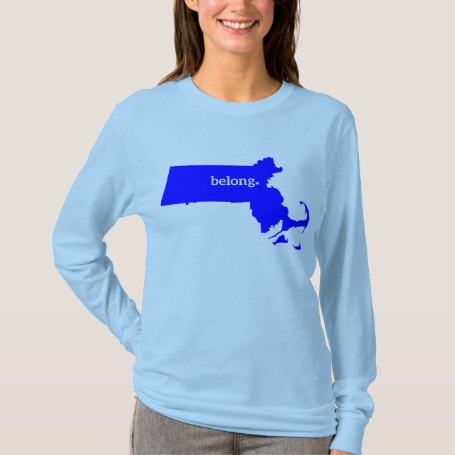 Camiseta Mapa do Estado de Massachusetts Belong (Frente)
