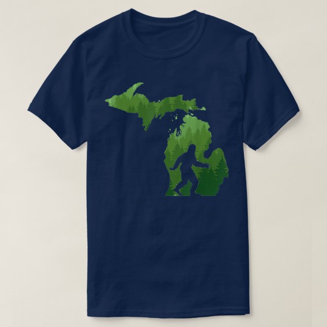 Camiseta Mapa do estado de Michigan - Gift Sasquatch Funny  (Frente do Design)