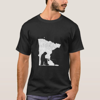 Camiseta Mapa do Estado de Pesca do Gelo do Minnesota