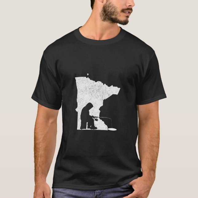 Camiseta Mapa do Estado de Pesca do Gelo do Minnesota (Frente)