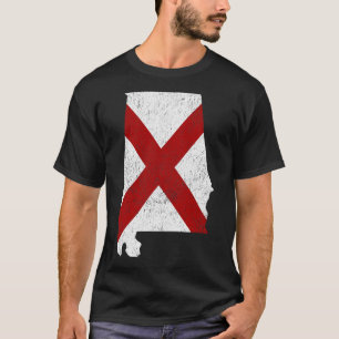 Camiseta Mapa do Estado do Alabama com a bandeira do Alabam