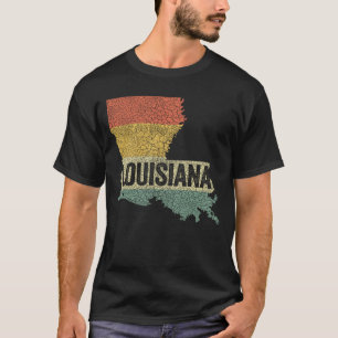 Camiseta Mapa do Estado do Luisiana Retro Sunset