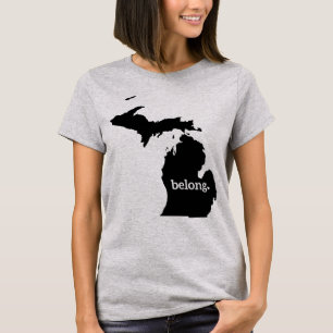 Camiseta Mapa do Estado do Michigan Belong