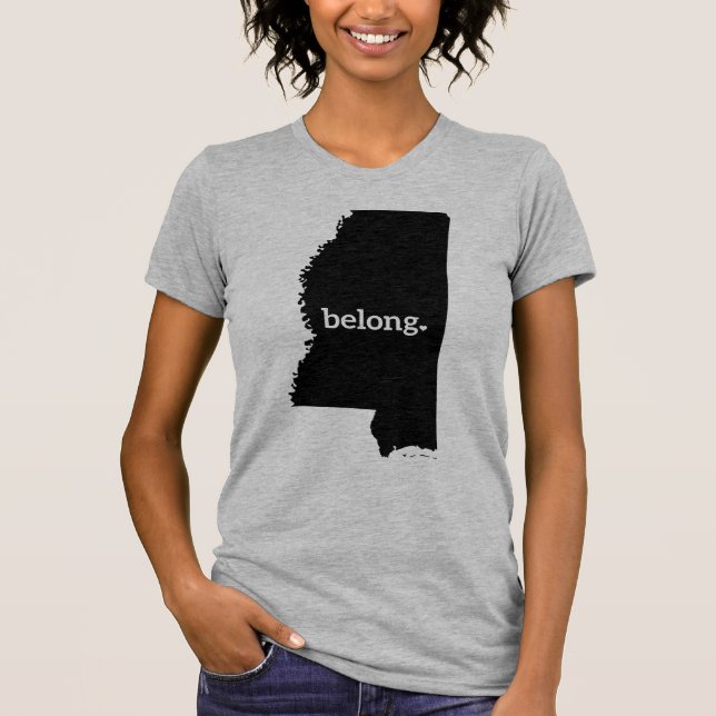 Camiseta Mapa do Estado do Mississippi Belong (Frente)