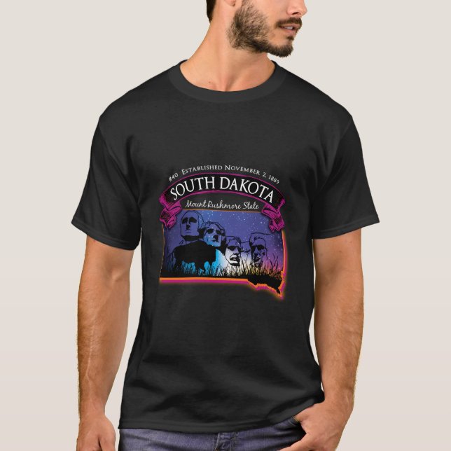Camiseta Mapa do Estado do Monte Rushmore em Dakota do Sul (Frente)