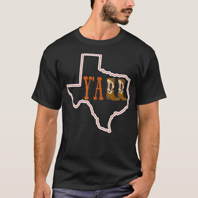 Camiseta Mapa do Estado do Texas Cowboy Boots Souther (Frente)
