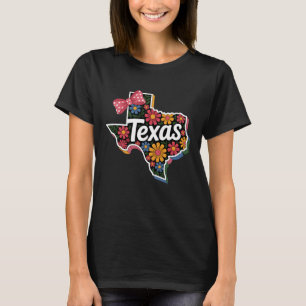 Camiseta Mapa do Estado do Texas Feminino Floral Coquette L