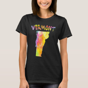 Camiseta Mapa do Estado do Vermont para Aquarela Multicolor