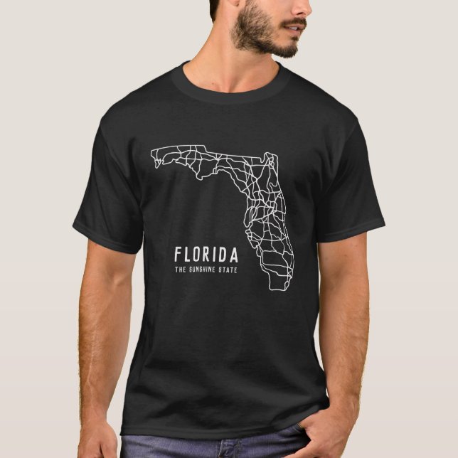 Camiseta Mapa do Estado dos EUA na Flórida - Mapa do Estado (Frente)