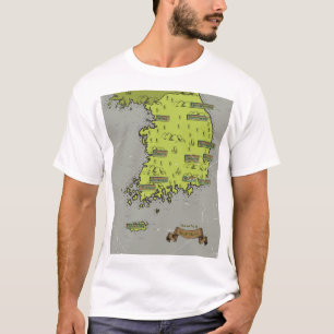 Camiseta Mapa do estilo de colheita da Coreia do Sul