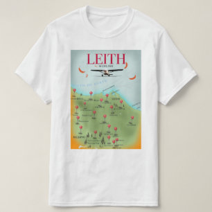 Camiseta Mapa do estilo de colheita da Leith Scotland