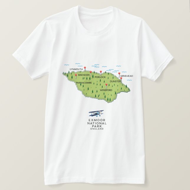 Camiseta Mapa do Exmoor National Park (Frente do Design)
