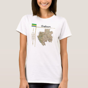 Camiseta Mapa do Gabão + Sinalizador + Título T-Shirt
