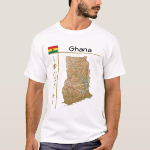 Camiseta Mapa do Gana + Sinalizador + Título T-Shirt