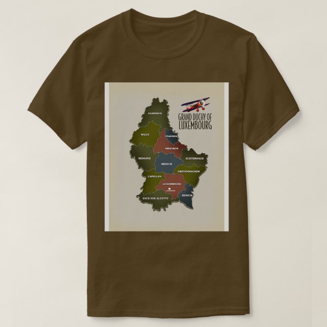Camiseta Mapa do Grão-Ducado do Luxemburgo 1 (Frente do Design)
