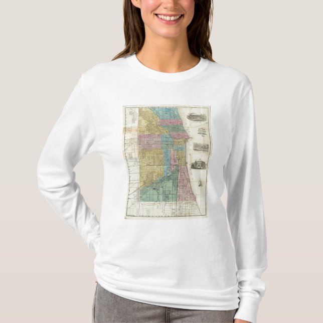 Camiseta Mapa do guia de Chicago (Frente)